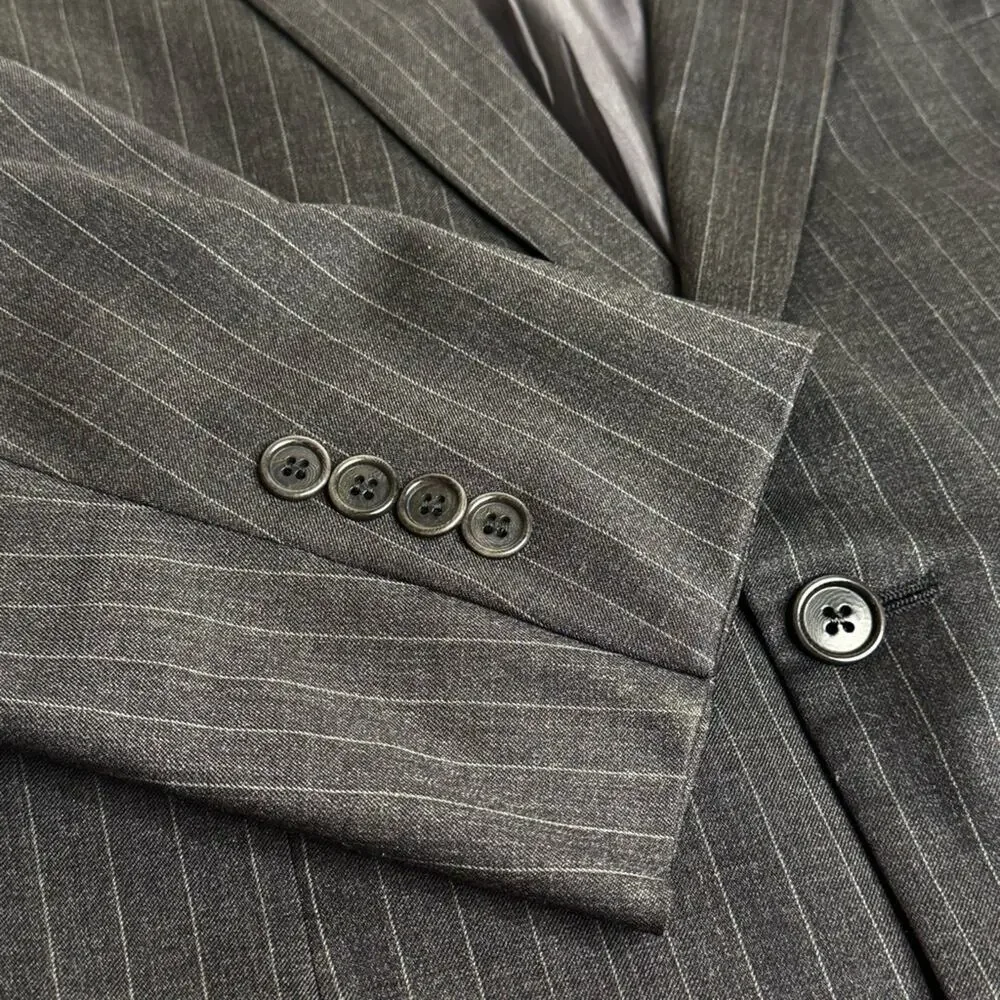 Men’s 40R Brooks Brothers Gray Pinstripe Wool Blazer Jacket 40 Regular